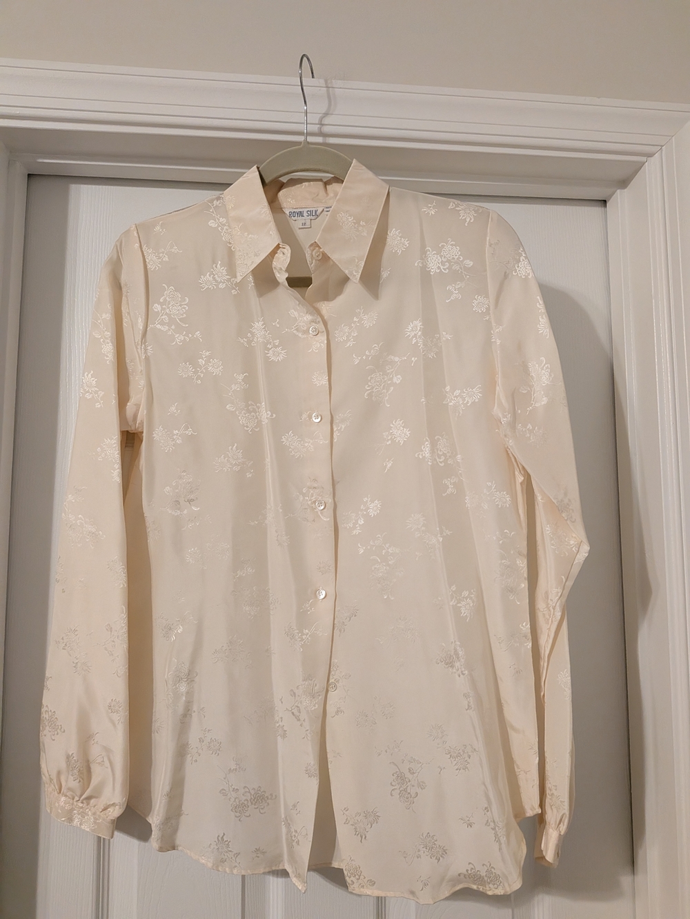 Cream Floral Button-Up Blouse